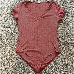 Zip-front Stripe Bodysuit